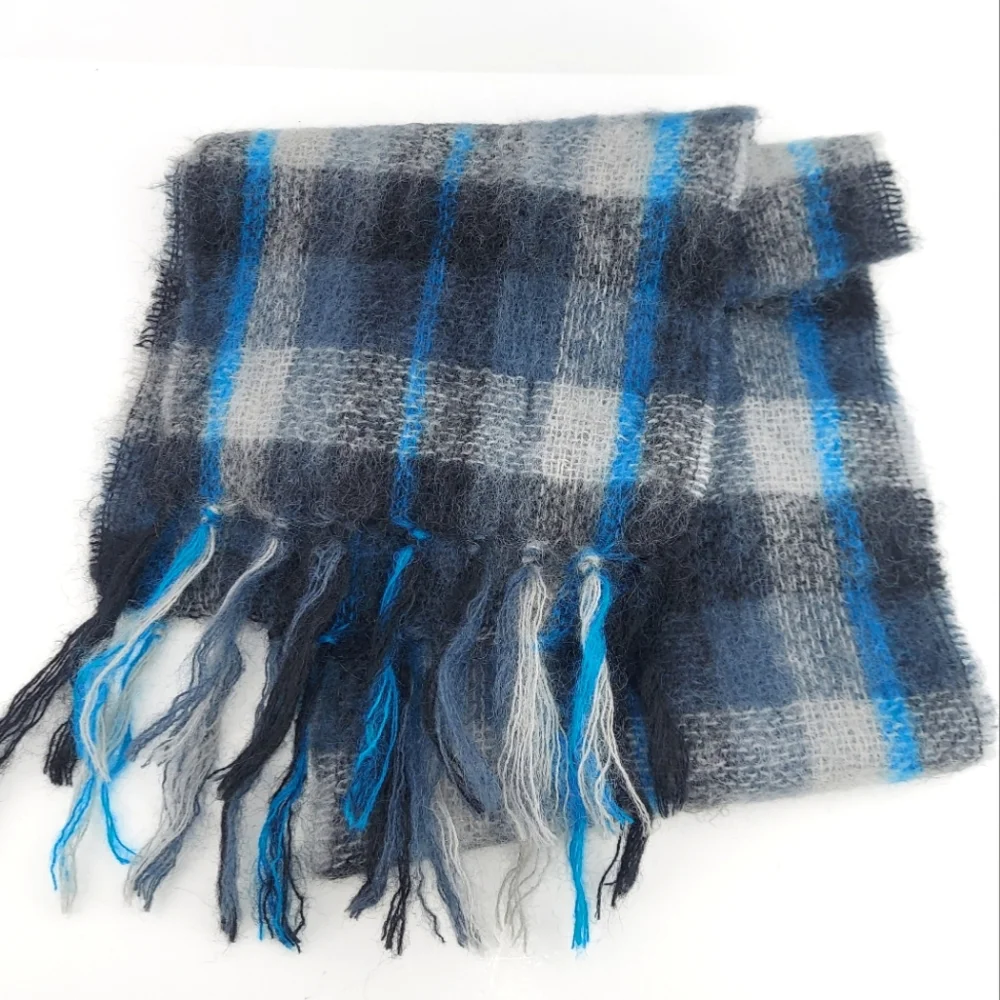 John Hanly Ireland Plaid Mohair Scarf